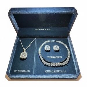 Danecraft Cubic Zirconia Silver-Plated Jewelry Set - White